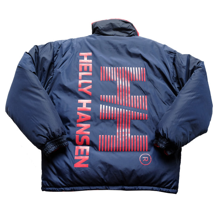 Vintage RARE Helly Hansen Reversible BIG Spell Out Puffer Down Jacket - L