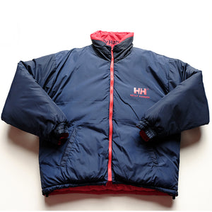 Vintage RARE Helly Hansen Reversible BIG Spell Out Puffer Down Jacket - L