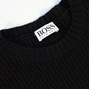 Vintage RARE Hugo Boss Embroidered Pocket Ribbed Sweater - XL