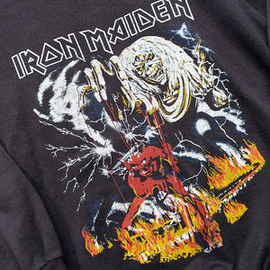 Vintage RARE 80s Iron Maiden Number Of The Beast Crewneck - L/XL