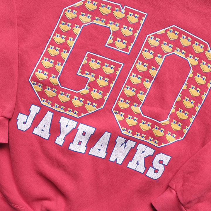 Vintage Kansas Jayhawks Basketball Made In USA Crewneck - L