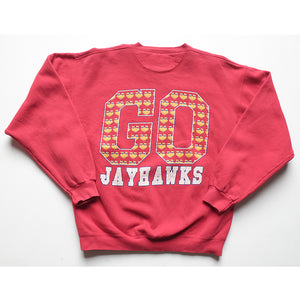 Vintage Kansas Jayhawks Basketball Made In USA Crewneck - L