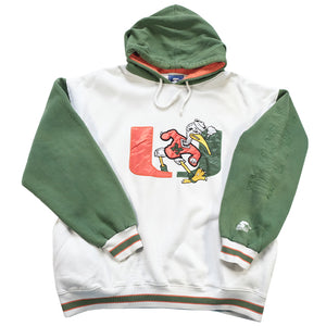 Vintage Starter University Of Miami Canes Embroidered Hoodie - L