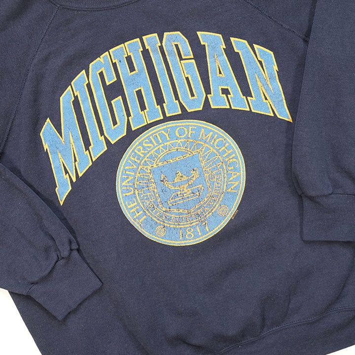 Vintage 80s University Of Michigan Spell Out Crewneck - L