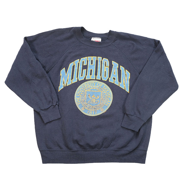 Vintage 80s University Of Michigan Spell Out Crewneck - L