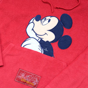 Vintage Mickey Mouse Embroidered Big Graphic Fleece Sweatshirt - XL
