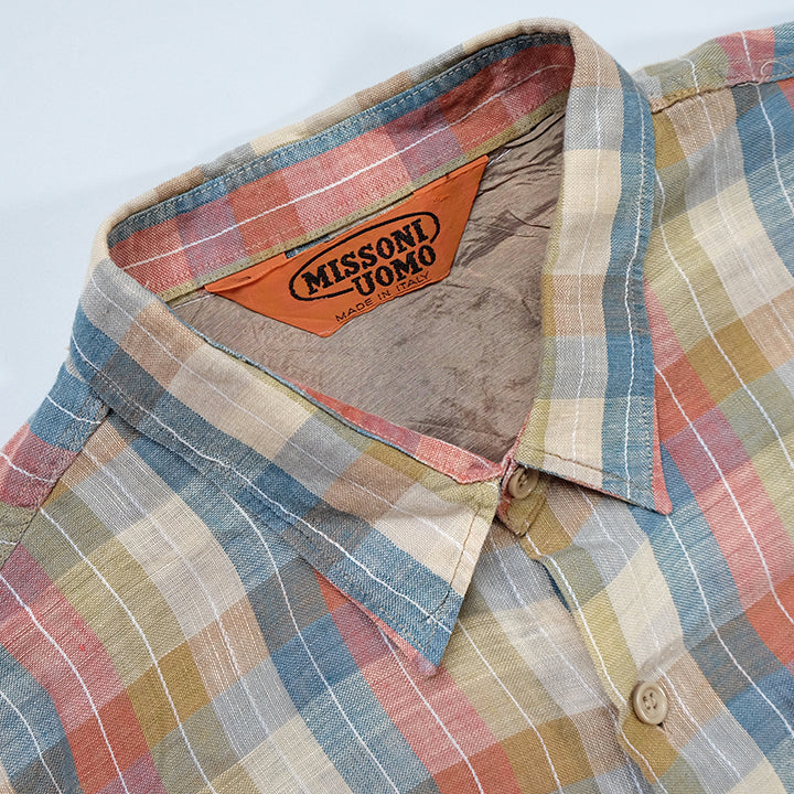 Vintage Missoni Linen Short Sleeve Button Up Made In Italy - M