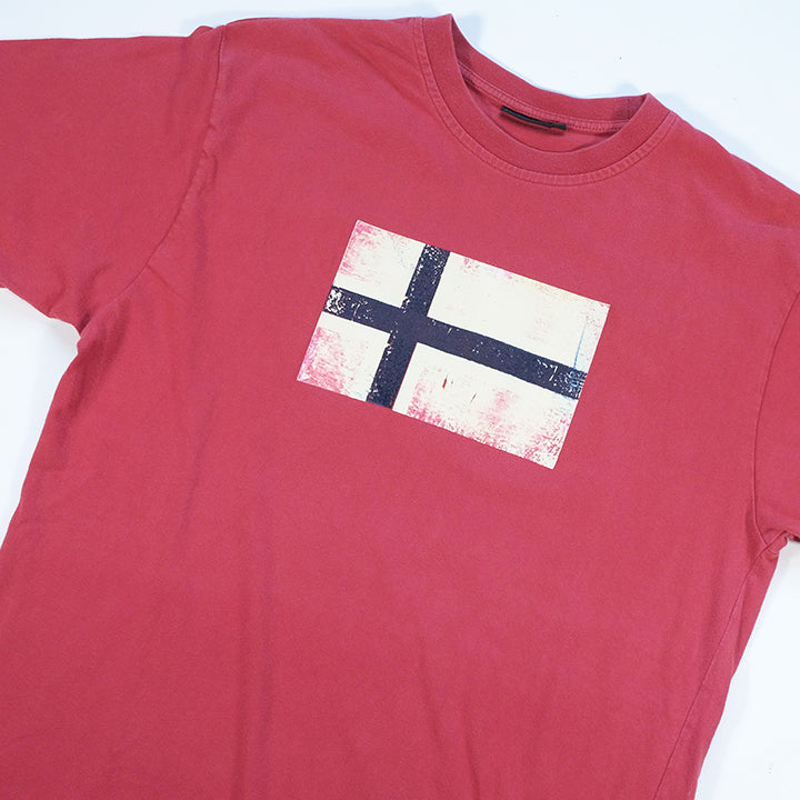 Vintage Napapijri Geographic Flag T-Shirt - M