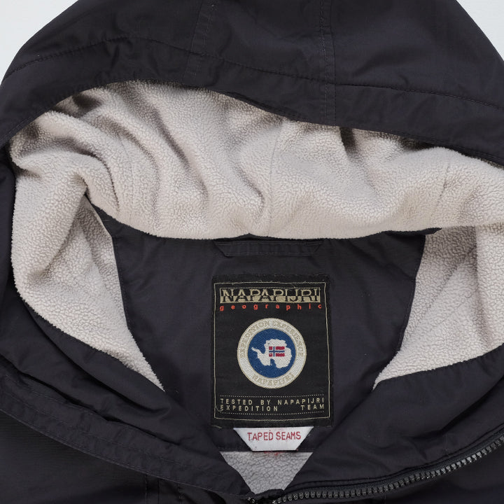 Vintage Napapijri Geographic Spell Out Fleece Lined Jacket - L