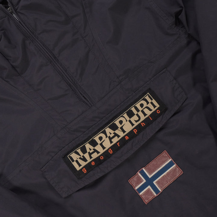 Vintage Napapijri Geographic Spell Out Fleece Lined Jacket - L