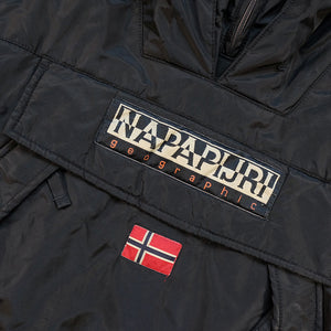 Vintage Napapijri Geographic Big Spell Out Logo Quilted Jacket - L