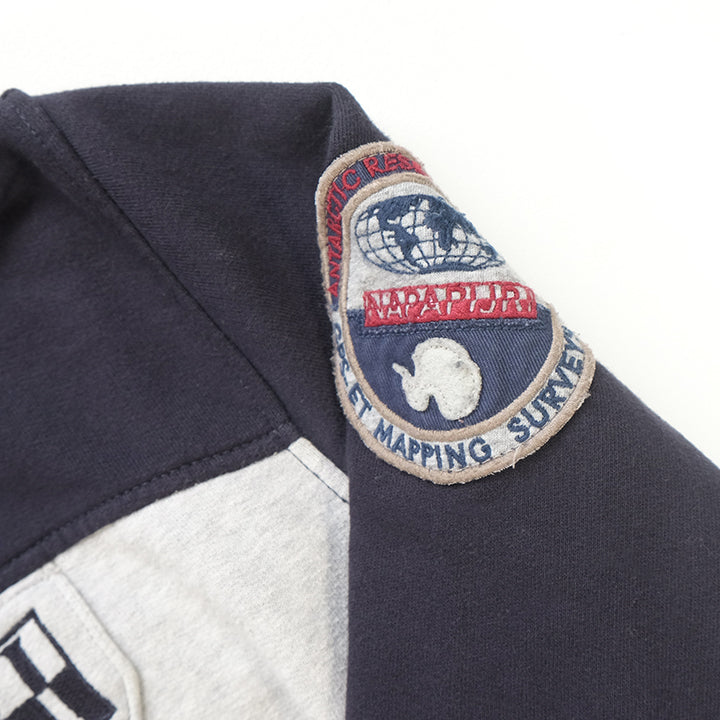Vintage Napapijri Geographic Spell Out Full Zip Sweatshirt - XL