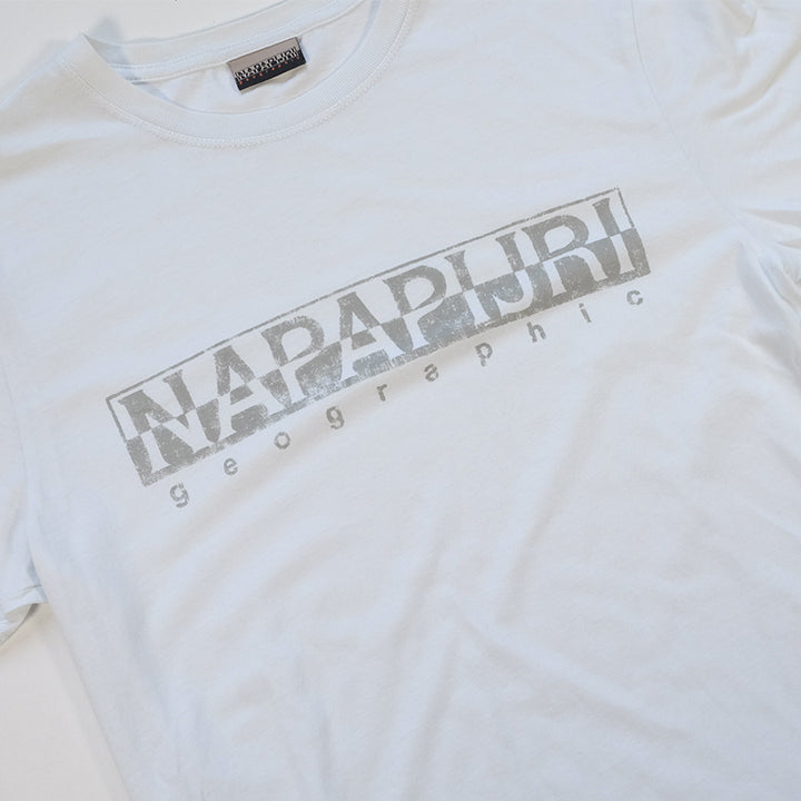 Vintage Napapijri Geographic Spell Out T-Shirt - M