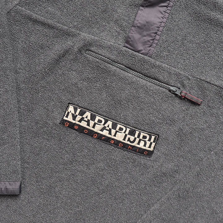 Vintage RARE Napapijri Geographic Spell Out Fleece Quarter Zip - L