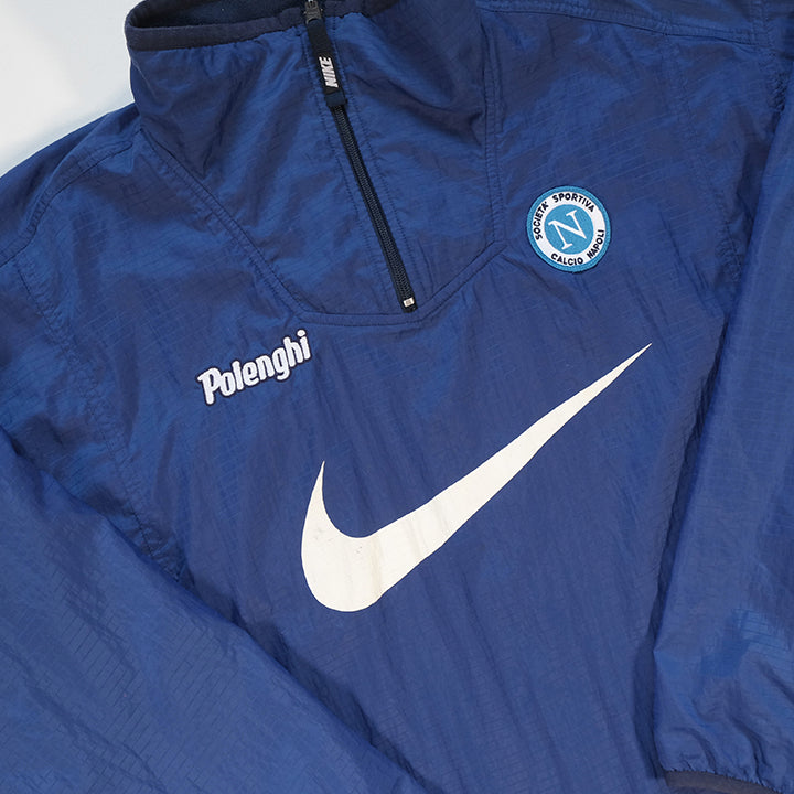 Vintage Nike Napoli Fleece Lined Reversible Warm Up Quarter Zip - XL