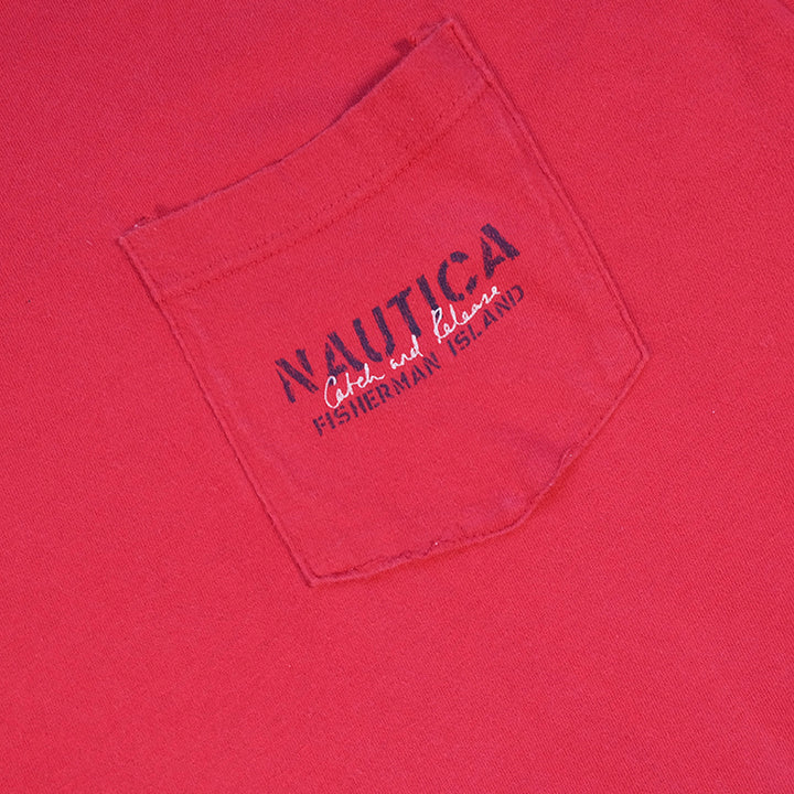Vintage Nautica Fisherman Graphic Made In USA T-Shirt - XL