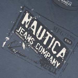 Vintage Nautica Spell Out Logo T-Shirt - XL