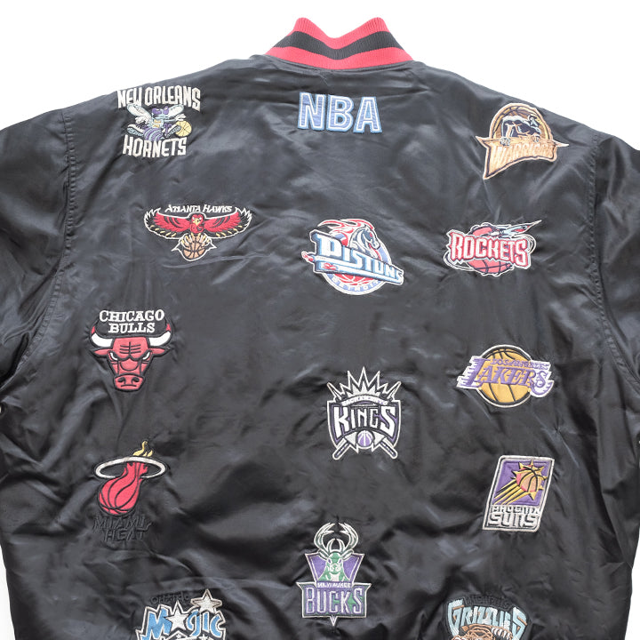 Vintage RARE NBA All Over Embroidered Logo Jacket - XXL