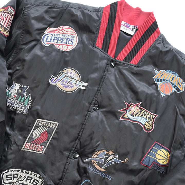 Vintage RARE NBA All Over Embroidered Logo Jacket - XXL