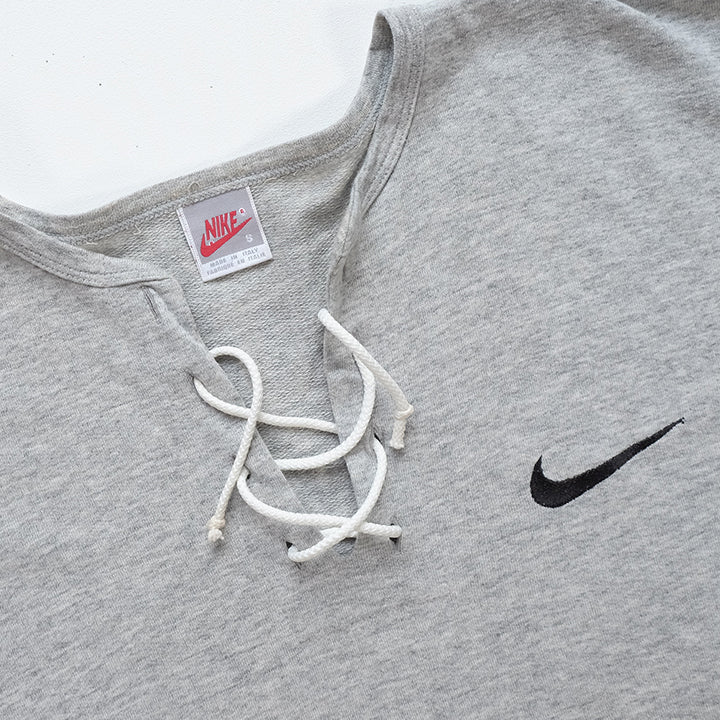 Vintage Nike Embroidered Swoosh Grey Tag Top - L