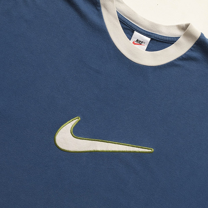 Vintage Rare Nike Big Embroidered Swoosh T-Shirt - L