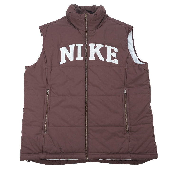 Vintage Nike Embroidered Spell Out Puffer Vest Gilet L