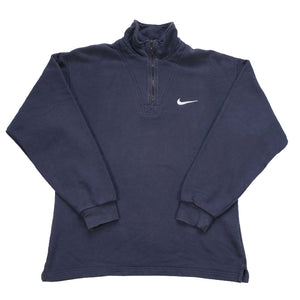 Vintage Nike Embroidered Swoosh Quarter Zip Sweatshirt - M