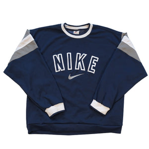 Vintage RARE Nike Big Embroidered Spell Out Crewneck - L
