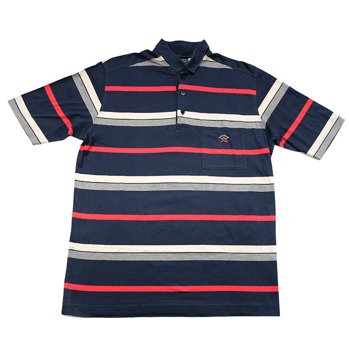 Vintage Paul & Shark Embroidered Stripe Polo Shirt - L