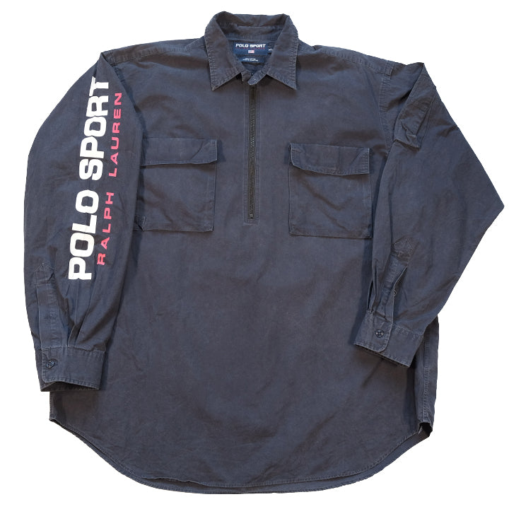 Vintage RARE Polo Sport Ralph Lauren Spell Out Quarter Zip Pullover - XL