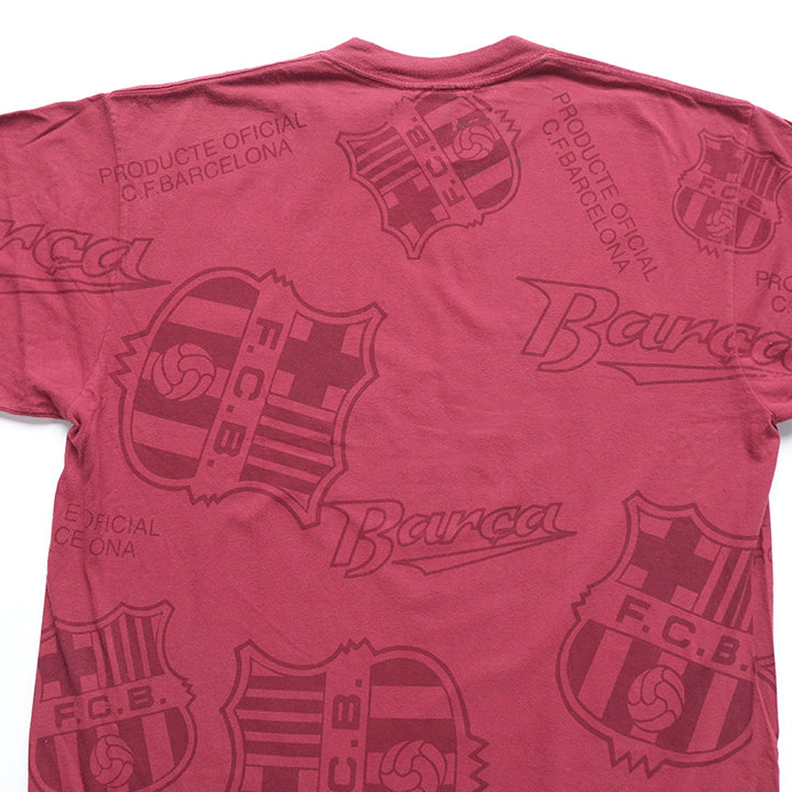 Vintage Barcelona Spell Out All Over Print T-Shirt - L/XL