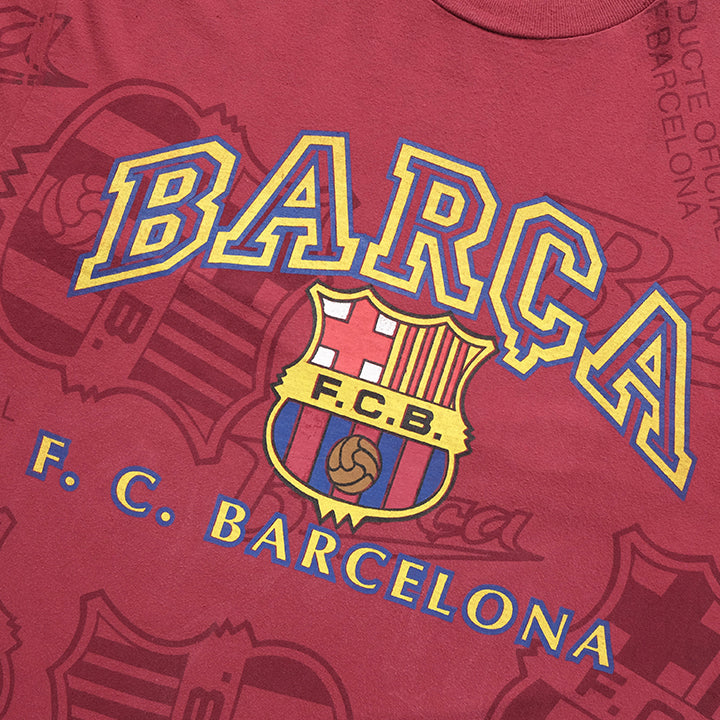 Vintage Barcelona Spell Out All Over Print T-Shirt - L/XL