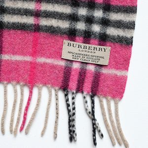 Vintage RARE Burberry Pink Nova Check Cashmere/Wool Scarf