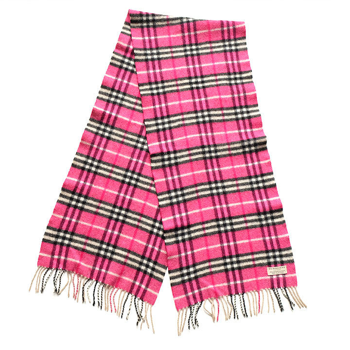 Vintage RARE Burberry Pink Nova Check Cashmere/Wool Scarf