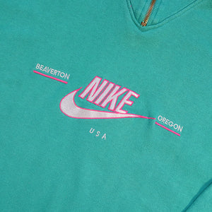 Vintage RARE Nike Embroidered Logo Grey Tag Quarter Zip Sweatshirt - M
