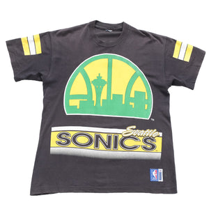 Vintage Seattle Sonics All Over Print Single Stitch T-Shirt - L