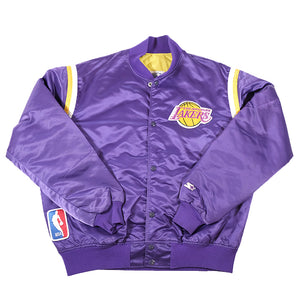 Vintage RARE Starter Los Angeles Lakers Embroidered Satin Bomber Made In USA - L