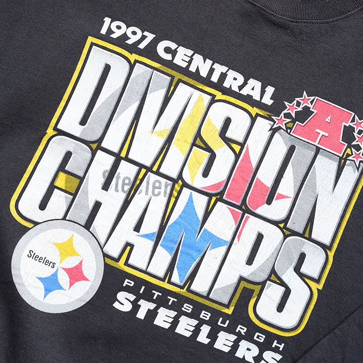 Vintage 97 Pittsburgh Steelers Champions Spell Out Made In USA Crewneck - XL