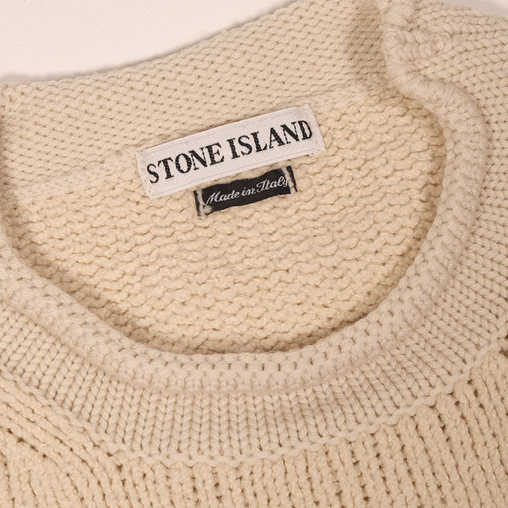 Vintage Rare 1998 Stone Island Sleeve Embroidered Sweater Made In Italy - L