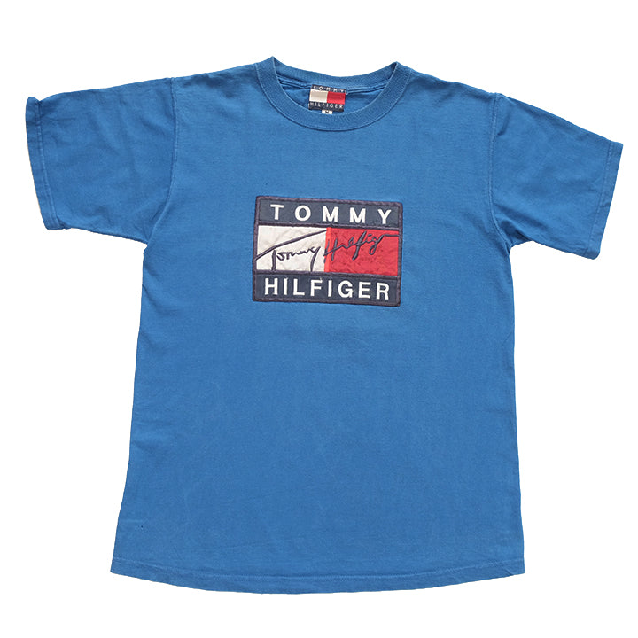 Vintage Tommy Hilfiger Big Embroidered Flag T-Shirt - M
