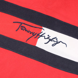 Vintage RARE Tommy Hilfiger Embroidered Script Spell Out Big Flag - L