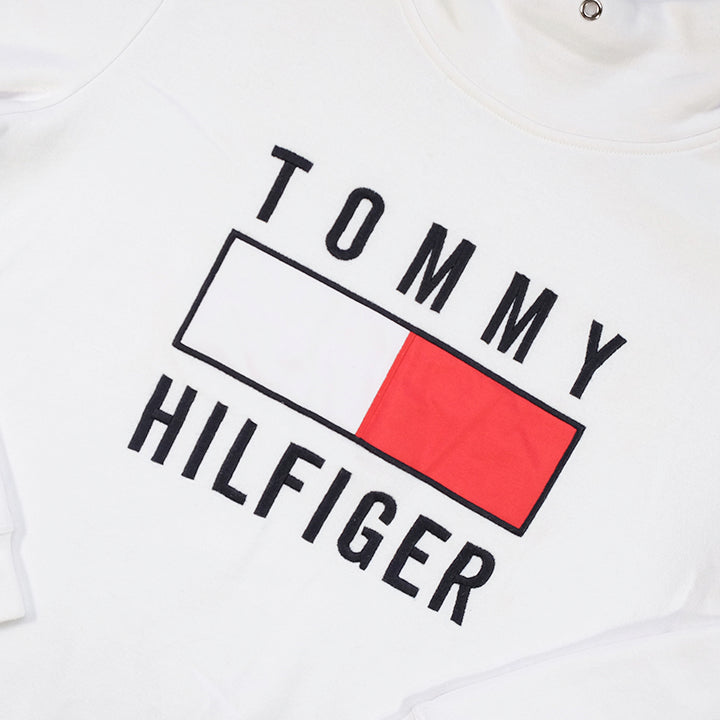 Vintage Tommy Hilfiger WOMENS Embroidered Spell Out Mock Neck Sweatshirt - M