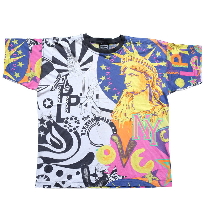 Vintage RARE Versace WOMENS All Over Print T-Shirt XL