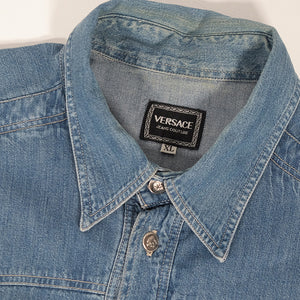 Vintage Versace Denim Medusa Head Button Up Shirt - XL
