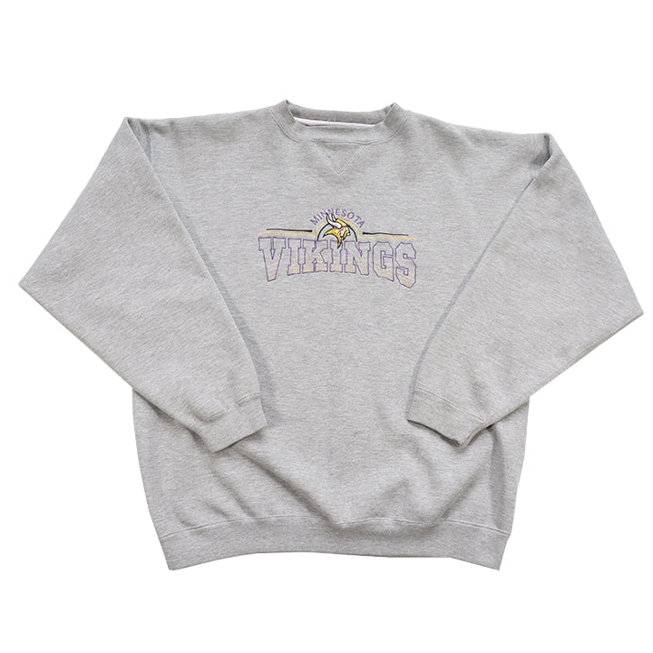 Vintage Minnesota Vikings Embroidered Spell Out Crewneck - L