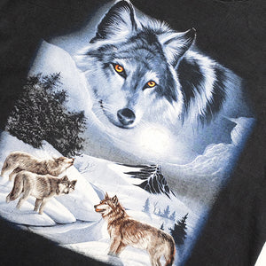 Vintage Wolf Front & Back Graphic T-Shirt - L/XL