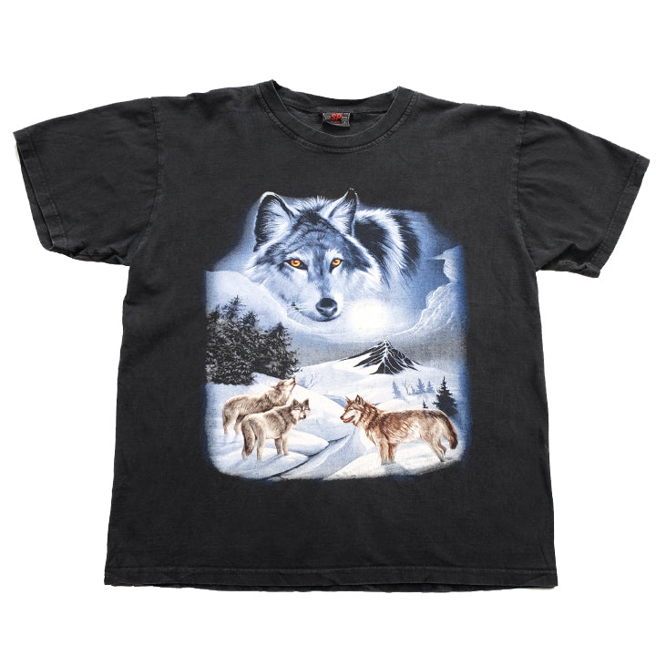 Vintage Wolf Front & Back Graphic T-Shirt - L/XL
