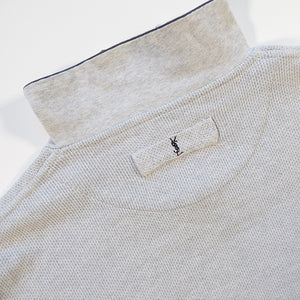 Vintage RARE YSL Yves Saint Laurent Embroidered Spell Out Quarter Zip Sweatshirt - L