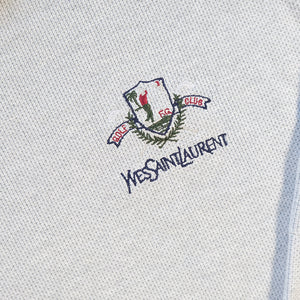 Vintage RARE YSL Yves Saint Laurent Embroidered Spell Out Quarter Zip Sweatshirt - L