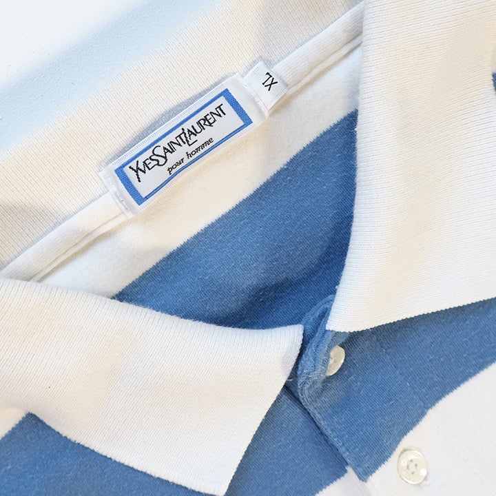 Vintage YSL Yves Saint Laurent Embroidered Stripe Logo Shirt - XL